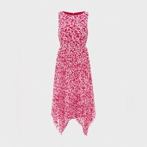 Hobbs London Talisa Pleated Midi Dress Magenta Size 10